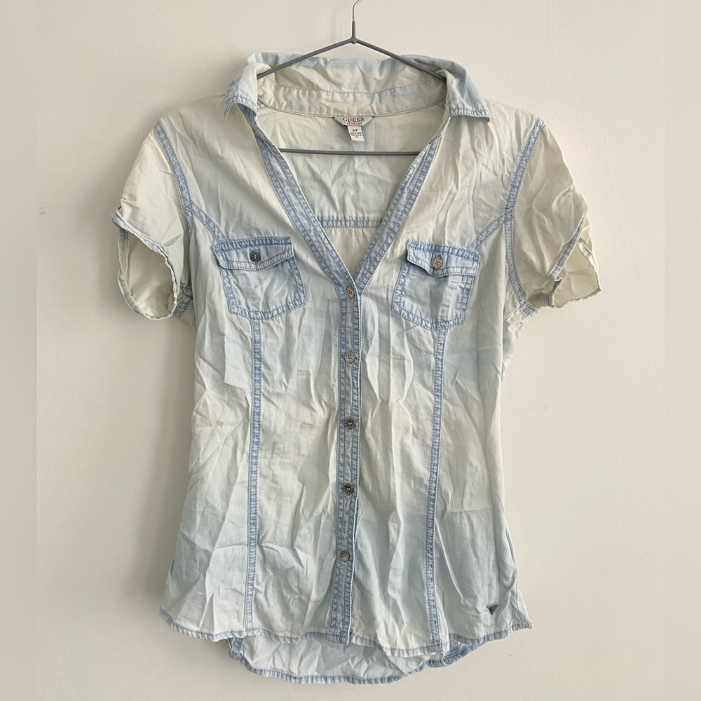 Denim Button Up Tshirt by Guess Small